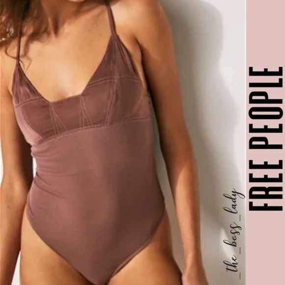 Free People bodysuit Large shimmer brown - Picture 3 of 7